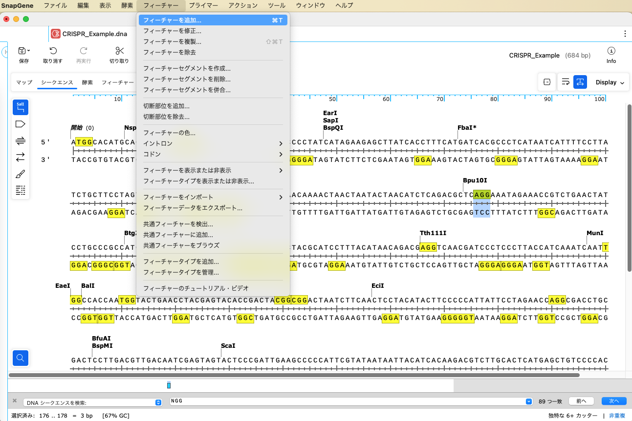 CRISPR:PAMサイトの検索とgRNAの設計2